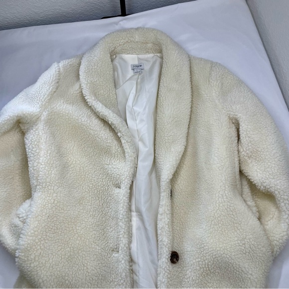 J Crew Sherpa Teddy Coat – Ivory Cream Fleece Jacket - Picture 6 of 8